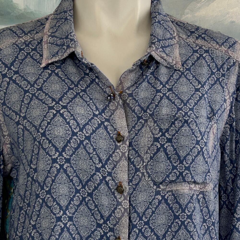 Aratta Silent Journey Button Down Blouse size med - Picture 3 of 9